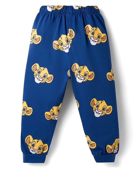 Babyhug Disney Single Jersey Knit Full Sleeves T-Shirt & Pyjama Night Suit with The Lion King Graphics - Blue