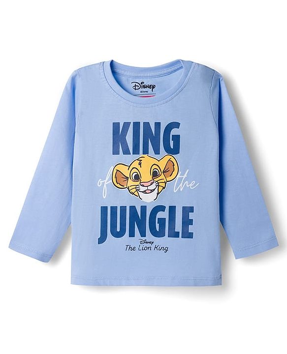Babyhug Disney Single Jersey Knit Full Sleeves T-Shirt & Pyjama Night Suit with The Lion King Graphics - Blue