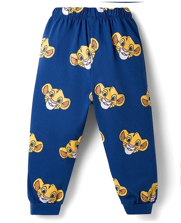 Babyhug Disney Single Jersey Knit Full Sleeves T-Shirt & Pyjama Night Suit with The Lion King Graphics - Blue