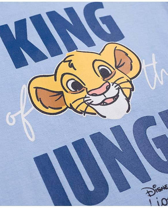 Babyhug Disney Single Jersey Knit Full Sleeves T-Shirt & Pyjama Night Suit with The Lion King Graphics - Blue