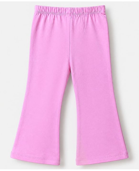 Babyhug Cotton Knit Slim Fit Full Length Leggings in Pink