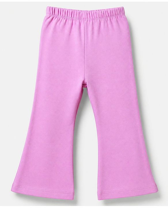 Babyhug Cotton Knit Slim Fit Full Length Leggings in Pink