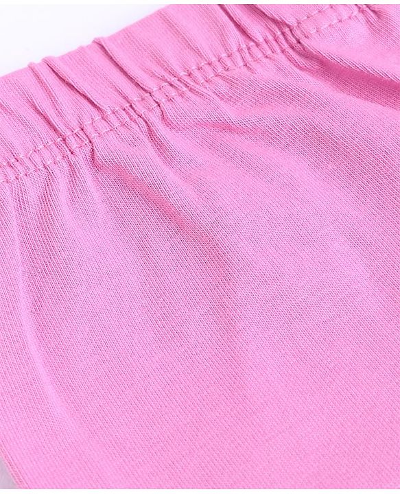 Babyhug Cotton Knit Slim Fit Full Length Leggings in Pink