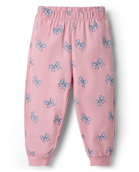 Babyhug Disney Single Jersey Knit Full Sleeves T-Shirt & Pajama Night Suit with Minnie Mouse Graphics - Light Pink