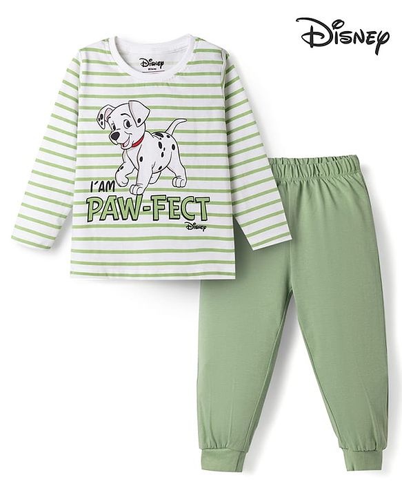Babyhug Disney Single Jersey Knit Full Sleeves T-shirt & Pyjama Night Suit With Dalmatians Graphic -Mint