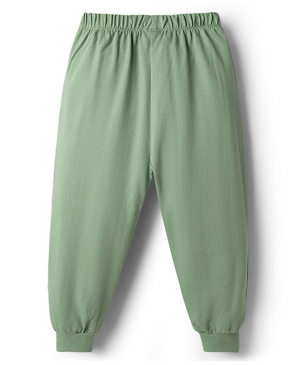 Babyhug Disney 100% Cotton Knit Full Sleeves T-Shirt & Pyjama Night Suit With Mickey Mouse Graphic - Green