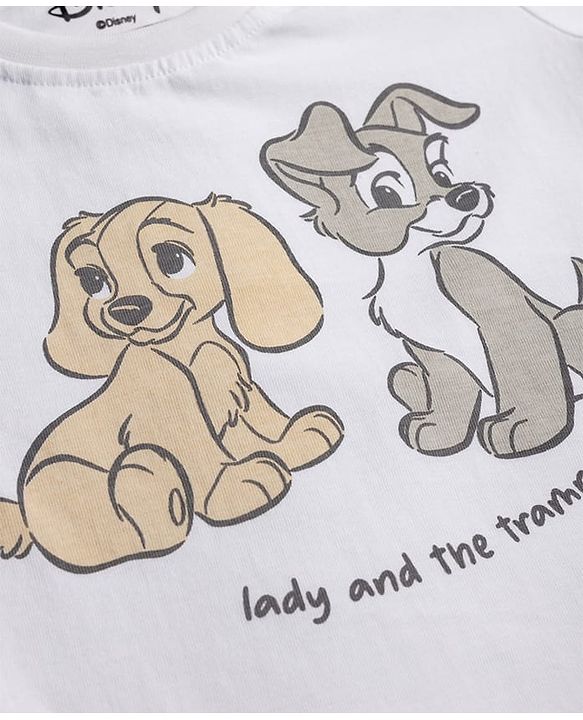 Babyhug Disney Single Jersey Knit Full Sleeves T-shirt & Pyjama Night Suit With Lady and the Tramp Graphic -grey
