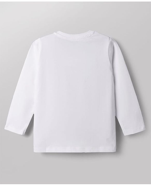 Babyhug Disney 100% Cotton Knit Full Sleeves T-Shirt & Pyjama Night Suit With Mickey Mouse Graphic - White