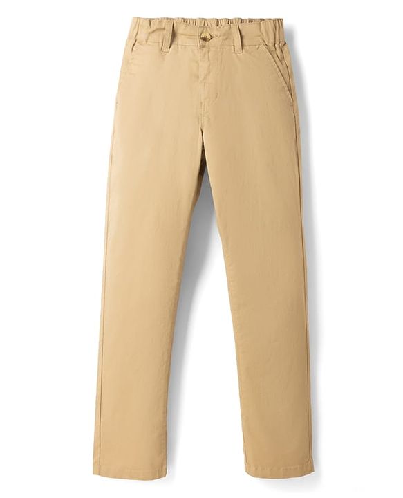 Pine Kids Cotton Elastane Woven Full Length Trouser in Tan