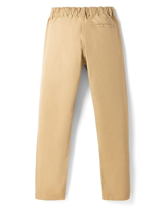 Pine Kids Cotton Elastane Woven Full Length Trouser in Tan