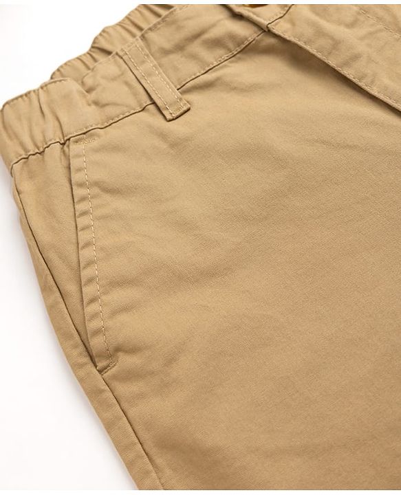 Pine Kids Cotton Elastane Woven Full Length Trouser in Tan