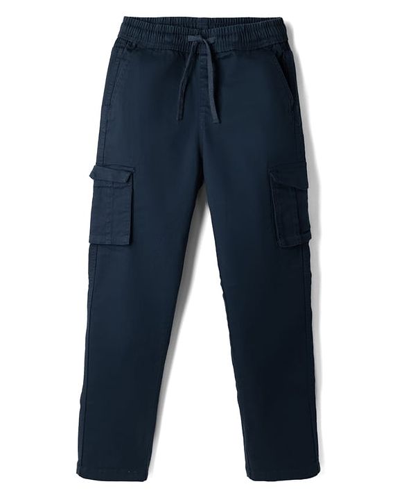 Pine Kids Cotton Elastane Woven Full Length Trouser in Navy Blue