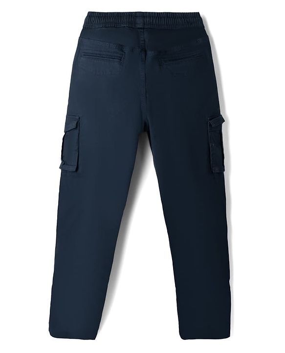 Pine Kids Cotton Elastane Woven Full Length Trouser in Navy Blue