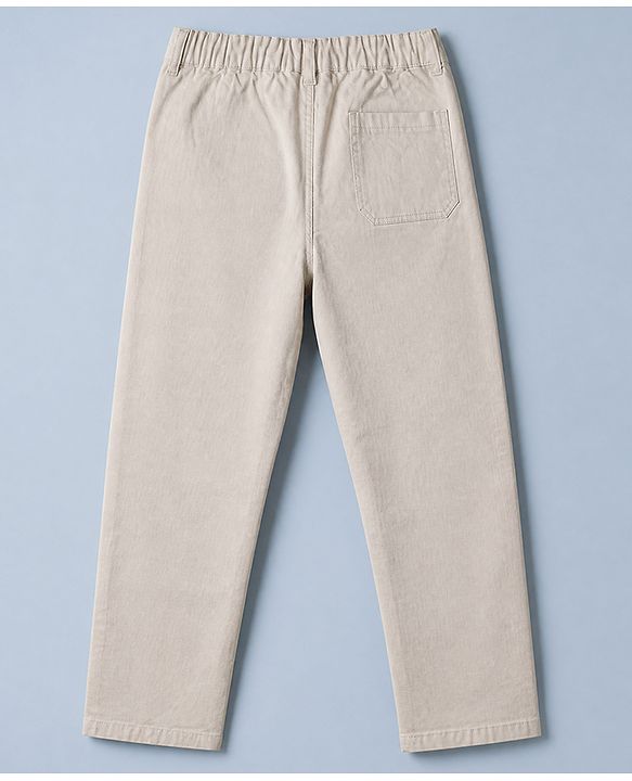 Pine Kids Cotton Elastane Woven Full Length Trouser in Cream