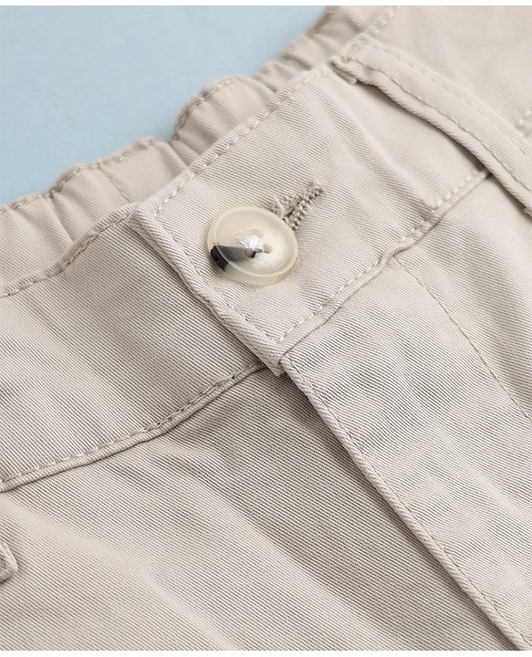Pine Kids Cotton Elastane Woven Full Length Trouser in Cream