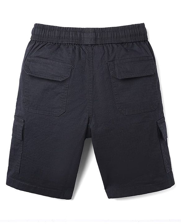 Pine Kids Cotton Mix Woven Above Knee Length Shorts With Cargo Pockets in Black