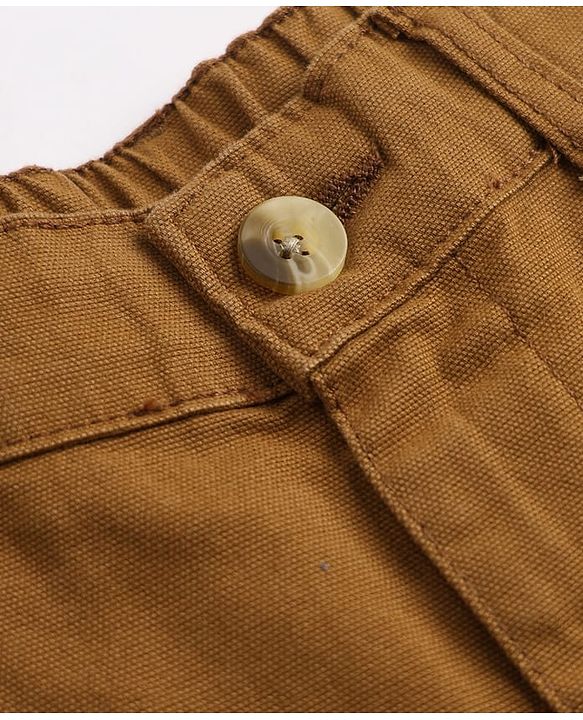 Pine Kids Cotton Elastane Woven Full Length Solid Trousers With Cargo Pockets in Brown