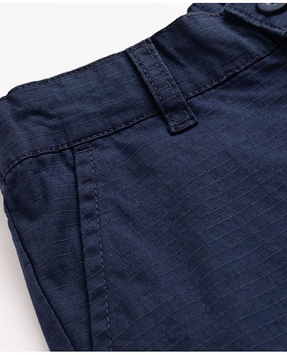 Pine Kids Cotton Elastane Woven Full Length Trousers in Navy Blue