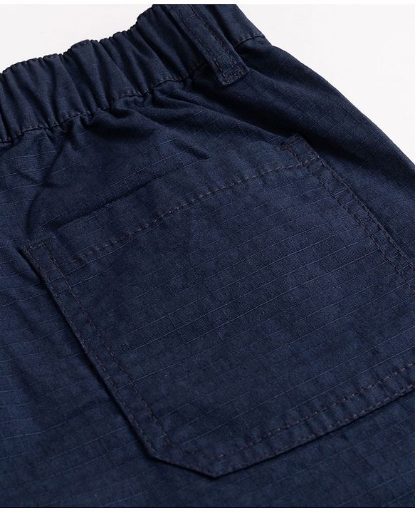 Pine Kids Cotton Elastane Woven Full Length Trousers in Navy Blue