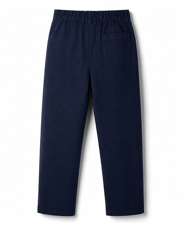 Pine Kids Cotton Elastane Woven Full Length Trousers in Navy Blue