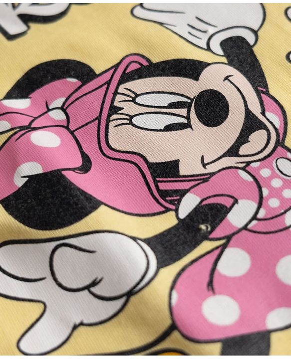 Babyhug Disney Single Jersey Knit Full Sleeves T-Shirt & Pyjama Night Suit with Minnie & Daisy Duck Graphics - Yellow
