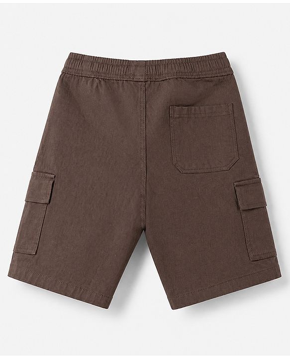Pine Kids Cotton Elastane Woven Above Knee Length Shorts in Brown