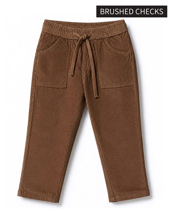 Pine Kids Cotton Elastane Full Length Trouser in Brown