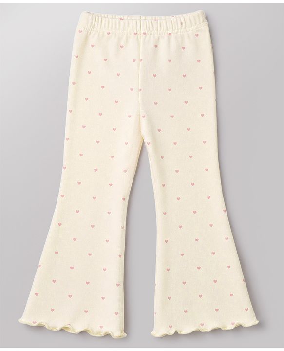 Babyhug Cotton Lycra Knit Full Length Striped & Hearts Printed Leggings Pack Of 3 - Red Pink & White