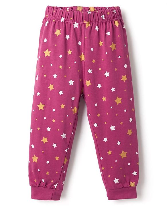 Babyhug Disney Single Jersey Knit Full Sleeves T-Shirt & Pyjama Night Suit with Minnie Mouse Graphic - Dark Pink