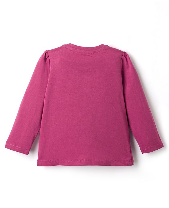 Babyhug Disney Single Jersey Knit Full Sleeves T-Shirt & Pyjama Night Suit with Minnie Mouse Graphic - Dark Pink