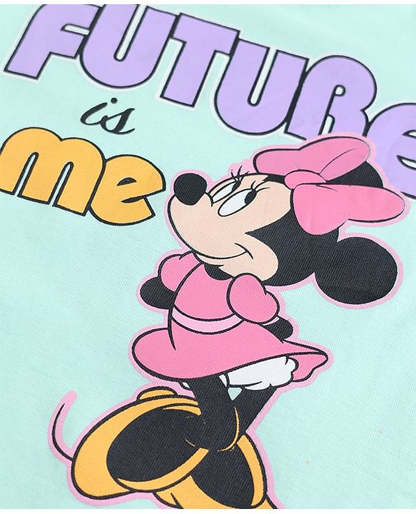 Babyhug Disney Single Jersey Knit Full Sleeves Minnie Mouse & Star Printed T-Shirt & Pajama Night Suit -  Sky