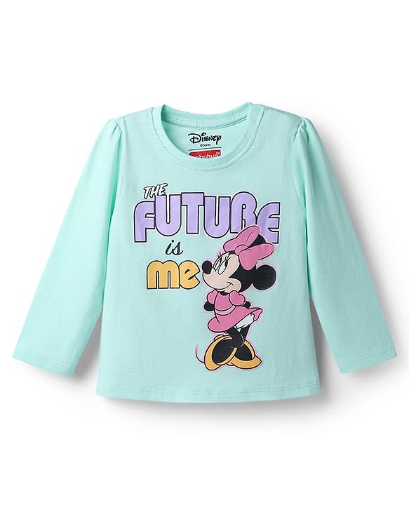 Babyhug Disney Single Jersey Knit Full Sleeves Minnie Mouse & Star Printed T-Shirt & Pajama Night Suit -  Sky