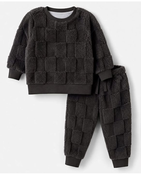 Babyhug Fur Woven Full Sleeves WInter Wear Suit - Grey
