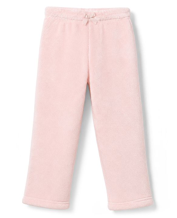 Babyhug Fur Woven Full Length Winter Wear Suit With Heart Patch - Pink