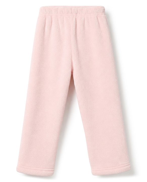 Babyhug Fur Woven Full Length Winter Wear Suit With Heart Patch - Pink