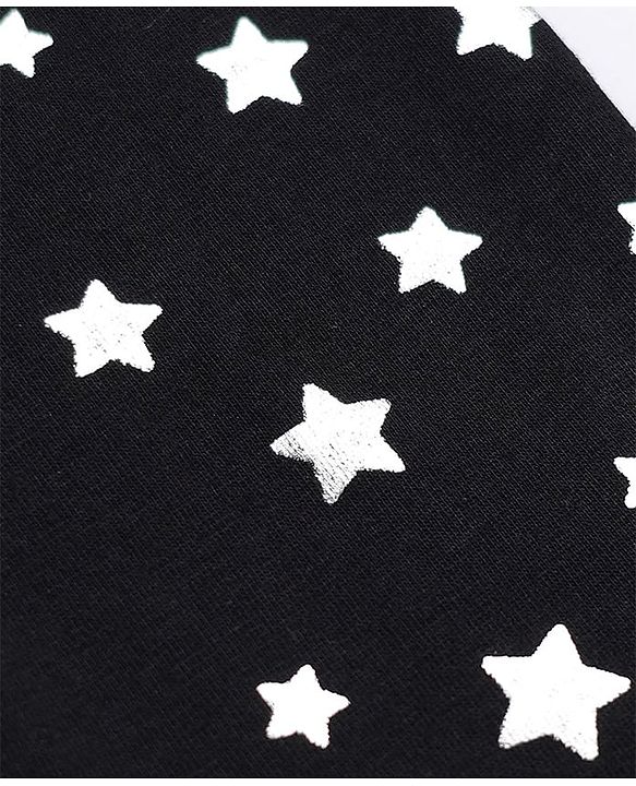 Babyhug Cotton Elastane Knit Full Length Leggings with Stars Print in Black