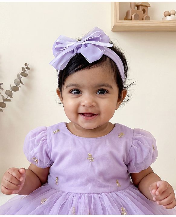 Babyhug Headbands Free Size with Bow Applique - Purple