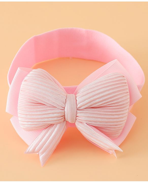 Babyhug Headbands Free Size With Bow & Lace Applique - Pink & Purple