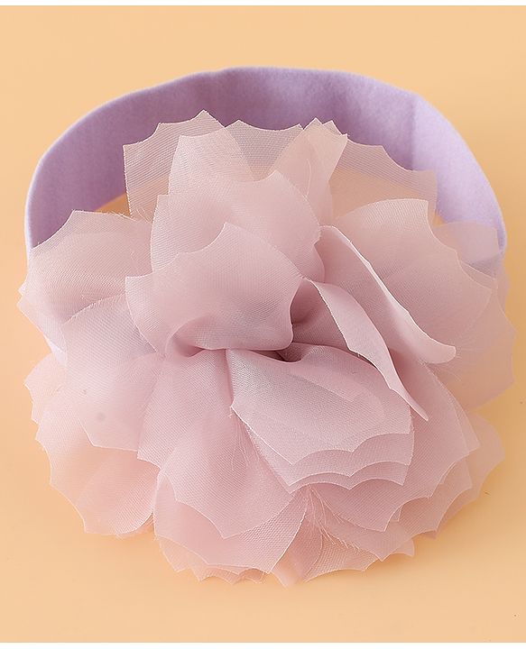 Babyhug Headbands Free Size With Bow & Lace Applique - Pink & Purple