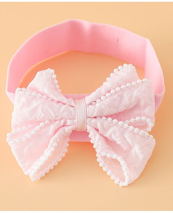 Babyhug Headbands Free Size With Bow & Floral Applique Pack Of 2 - Pink & Blue