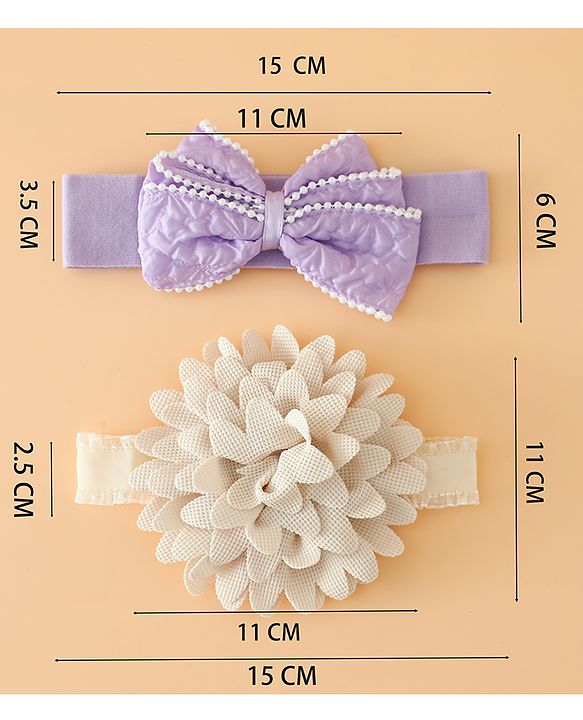 Babyhug Headbands Free Size With Bow & Floral Applique Pack Of 2 - Pink & Blue