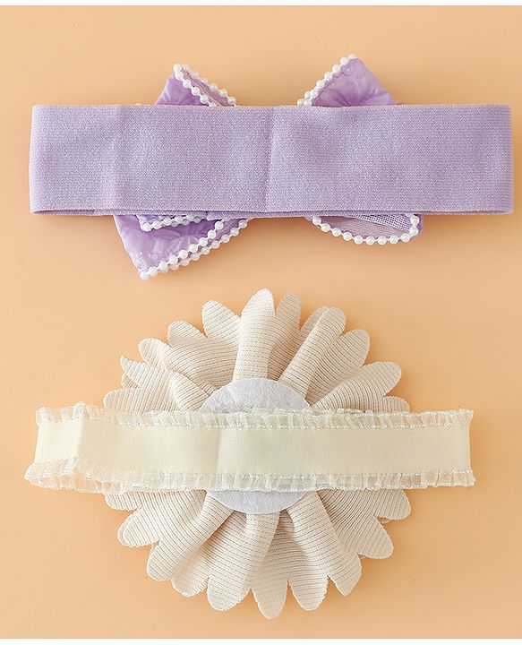 Babyhug Headbands Free Size With Bow & Floral Applique Pack Of 2 - Pink & Blue