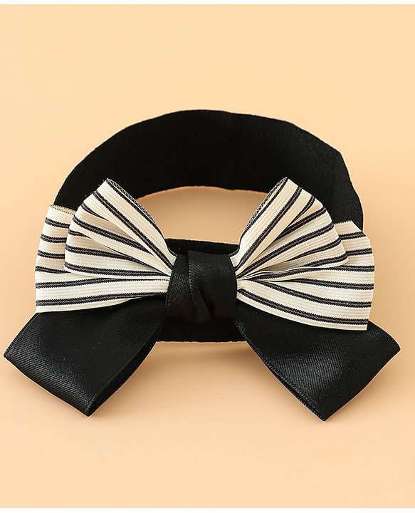 Babyhug Headbands Free Size With Bow & Floral Applique Pack Of 2 - Black & Khaki
