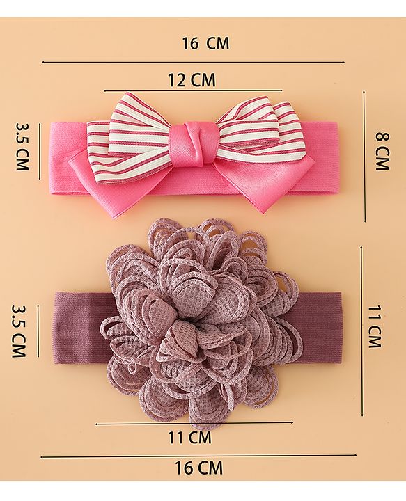 Babyhug Headbands Free Size With Bow & Floral Applique Pack Of 2 - Black & Khaki