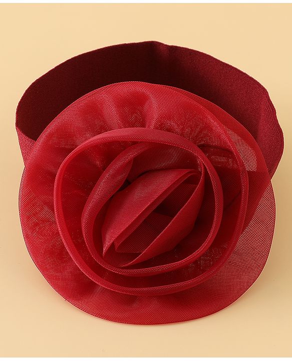 Babyhug Headbands Free Size With Bow & Floral Applique Pack Of 2 - Brown & Maroon