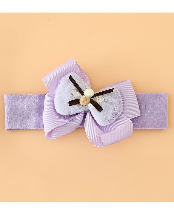 Babyhug Headbands Free Size With Bow & Floral Applique Pack Of 2 - Pink & Purple