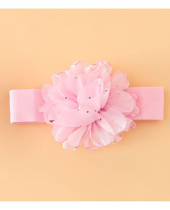 Babyhug Headbands Free Size With Bow & Floral Applique Pack Of 2 - Pink & Purple