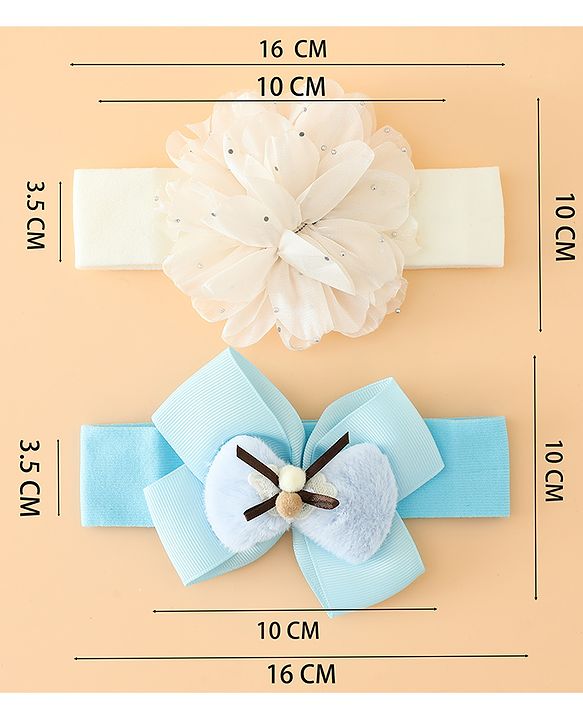 Babyhug Headbands Free Size With Bow & Floral Applique Pack Of 2 - Pink & Purple