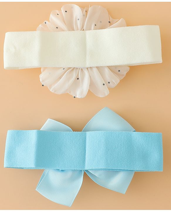 Babyhug Headbands Free Size With Bow & Floral Applique Pack Of 2 - Pink & Purple