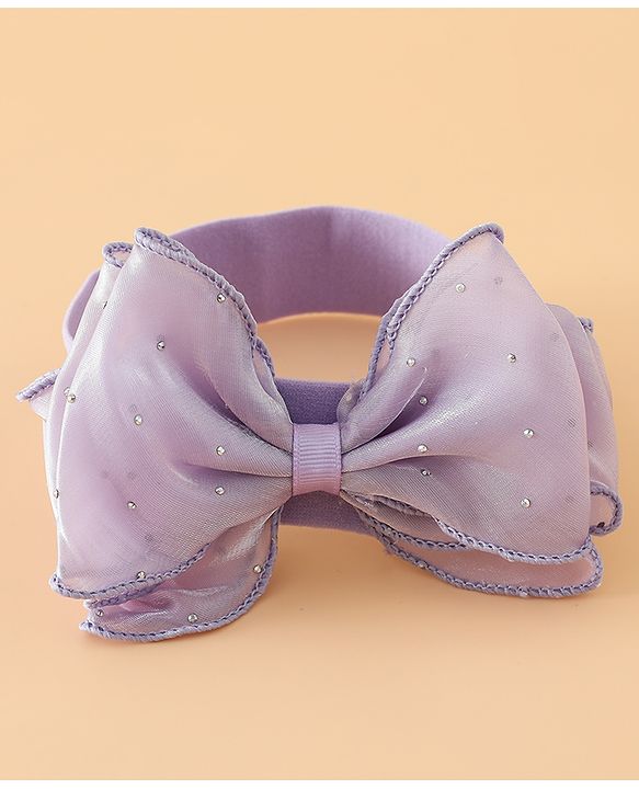 Babyhug Headbands Free Size With Bow & Floral Applique Pack Of 2 - White & Purple